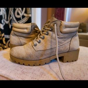 Aldo Suede Tan Lace Up Platform Combat Boot